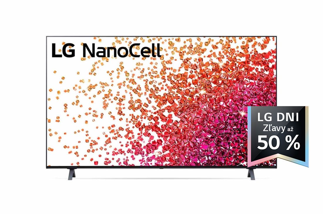 LG 50'' LG NanoCell TV, webOS Smart TV, Pohľad spredu na televízor LG NanoCell TV, 50NANO753PR