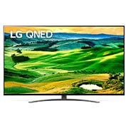 LG 65'' LG QNED TV, webOS Smart TV, Pohľad spredu na televízor LG QNED s ilustračným obrazom a logom produktu, 65QNED813QA, thumbnail 1