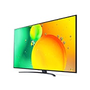 LG 75'' LG NanoCell TV, webOS Smart TV, pohľad zboku z uhla 30 stupňov s ilustračným obrázkom, 75NANO763QA, thumbnail 3