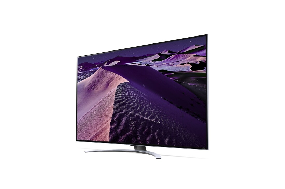 LG 55'' LG QNED TV, webOS Smart TV, pohľad zboku z uhla 30 stupňov s ilustračným obrázkom, 55QNED873QB, thumbnail 3