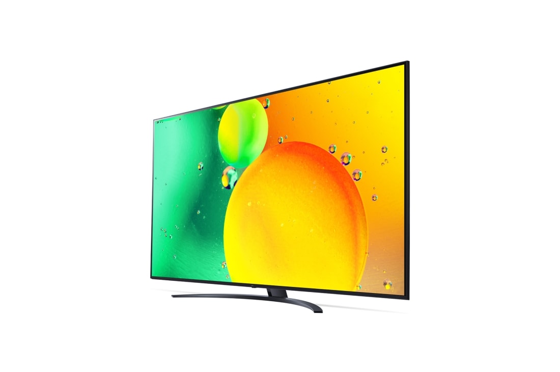 LG 70'' LG NanoCell TV, webOS Smart TV, pohľad zboku z uhla 30 stupňov s ilustračným obrázkom, 70NANO763QA, thumbnail 3