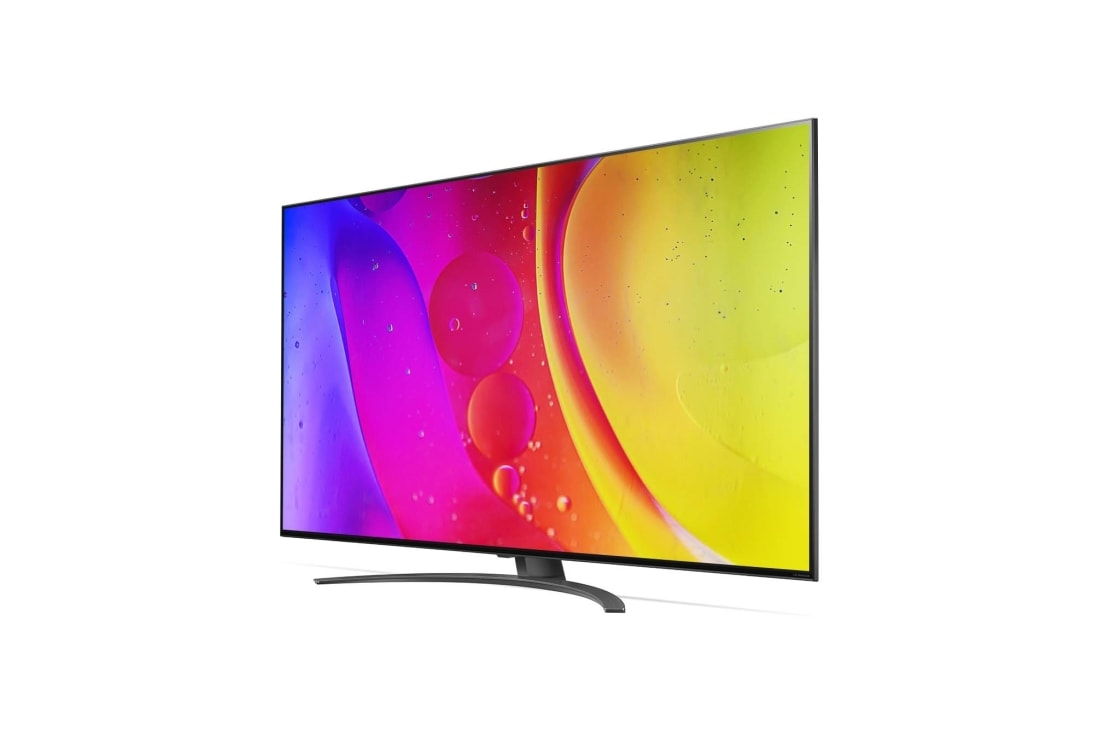LG 75'' LG NanoCell TV, webOS Smart TV, pohľad zboku z uhla 30 stupňov s ilustračným obrázkom, 75NANO823QB, thumbnail 3