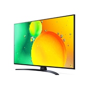 LG 43'' LG NanoCell TV, webOS Smart TV, pohľad zboku z uhla 30 stupňov s ilustračným obrázkom, 43NANO763QA, thumbnail 3