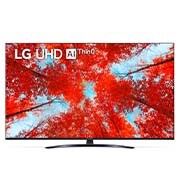 LG 55'' LG UHD TV, webOS Smart TV, Pohľad spredu na televízor LG s rozlíšením UHD s ilustračným obrázkom a logom produktu, 55UQ91003LA, thumbnail 1
