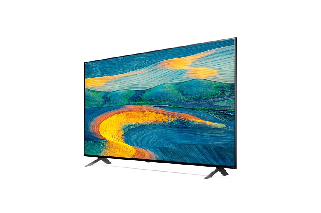 LG 55'' LG QNED TV, webOS Smart TV, pohľad zboku z uhla 30 stupňov s ilustračným obrázkom, 55QNED7S3QA, thumbnail 3