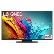 LG 50-palcový LG QNED AI QNED86 4K Smart TV 2024, Pohľad spredu na LG QNED TV, QNED86 s textom LG QNED, 2024 a logom webOS Re:New Program na obrazovke, 50QNED86T6A, thumbnail 1