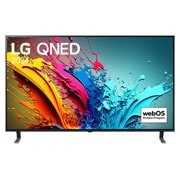 LG 55-palcový LG QNED AI QNED85 4K Smart TV 2024, Pohľad spredu na LG QNED TV, QNED85 s textom LG QNED, 2024 a logom webOS Re:New Program na obrazovke, 55QNED85T6C, thumbnail 1