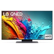 LG 50-palcový LG QNED AI QNED87 4K Smart TV 2024, Pohľad spredu na LG QNED TV, QNED87 s textom LG QNED, 2024 a logom webOS Re:New Program na obrazovke, 50QNED87T6B, thumbnail 1