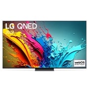 LG 65-palcový LG QNED AI QNED86 4K Smart TV 2024, Pohľad spredu na LG QNED TV, QNED86 s textom LG QNED, 2024 a logom webOS Re:New Program na obrazovke, 65QNED86T6A, thumbnail 1