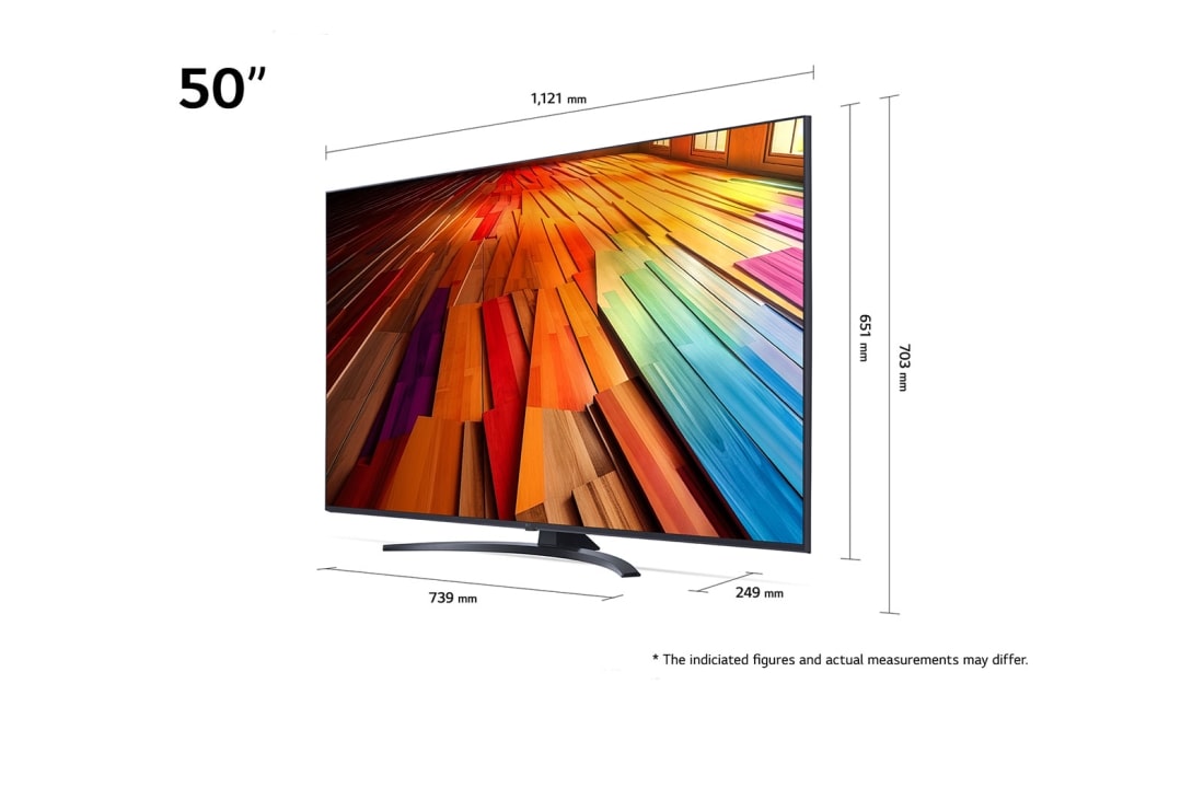 LG 50-palcový LG UHD AI UT81 Smart TV 2024, dimensions, 50UT81006LA, thumbnail 6