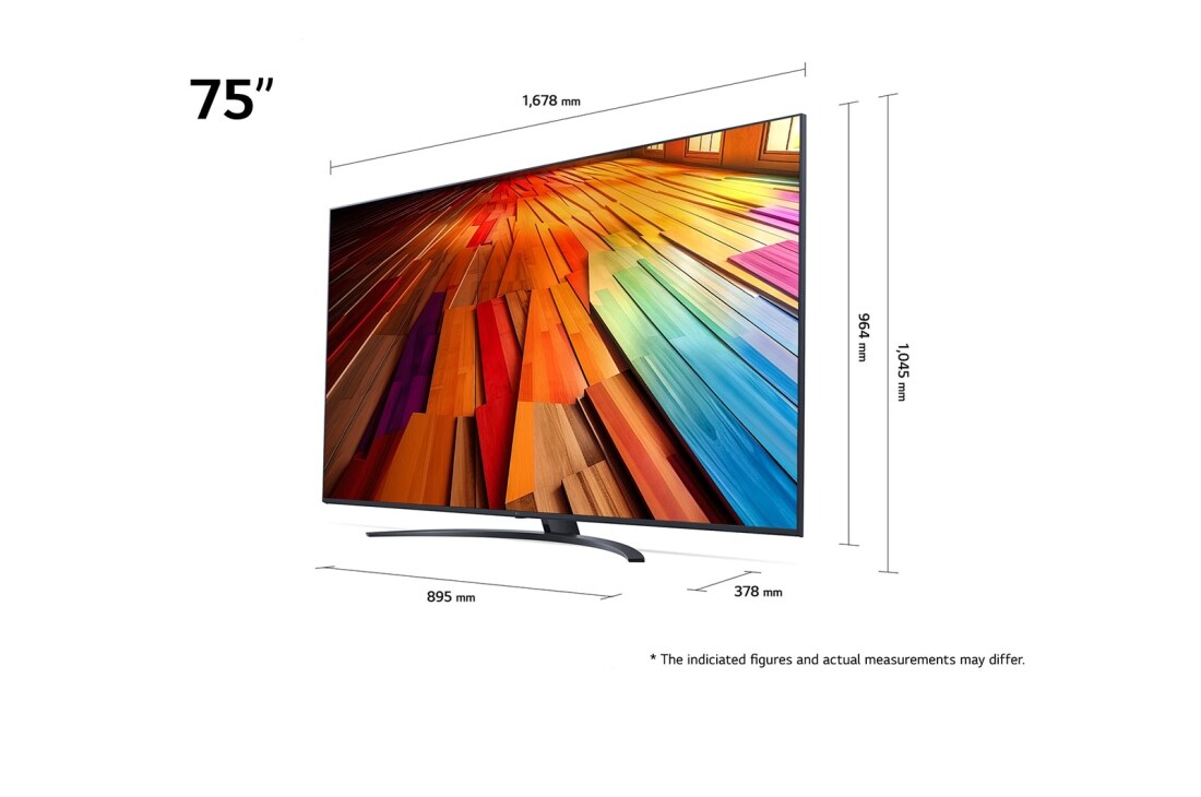 LG 75-palcový LG UHD AI UT81 Smart TV 2024, dimensions, 75UT81006LA, thumbnail 6
