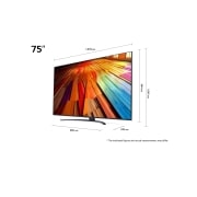 LG 75-palcový LG UHD AI UT81 Smart TV 2024, dimensions, 75UT81006LA, thumbnail 6