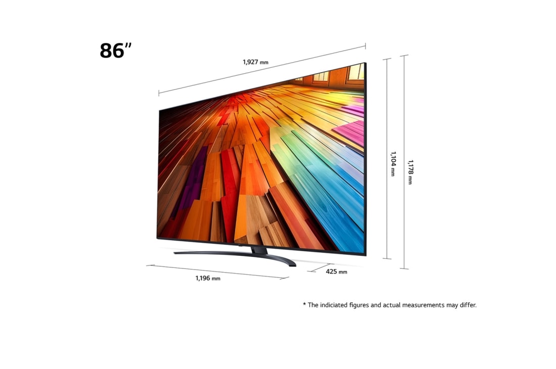 LG 86-palcový LG UHD AI UT81 4K Smart TV 2024, dimensions, 86UT81006LA, thumbnail 6
