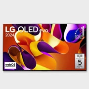LG 83-palcový LG OLED evo AI G4 4K Smart TV OLED83G4, Pohľad spredu s televízorom LG OLED evo AI, OLED G4, emblémom 11 rokov svetovej jednotky OLED, logom webOS Re:New Program a logom 5-ročnej záruky na panel na obrazovke, OLED83G45LW, thumbnail 1