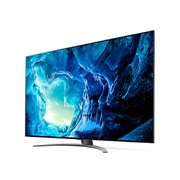 LG 65'' LG QNED TV, webOS Smart TV, pohľad zboku z uhla 30 stupňov s ilustračným obrázkom, 65QNED963QA, thumbnail 3