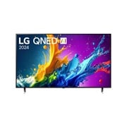LG 43-palcový LG QNED AI QNED80 4K Smart TV 2024, Pohľad spredu na LG QNED TV, QNED80 s textom LG QNED, 2024 a logom webOS Re:New Program na obrazovke, 43QNED80T6A, thumbnail 1