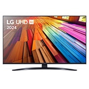 LG 43-palcový LG UHD AI UT81 Smart TV 2024, Pohľad spredu na LG UHD TV, UT81 s textom LG UHD AI , 2024 a logom webOS Re:New Program na obrazovke, 43UT81006LA, thumbnail 1