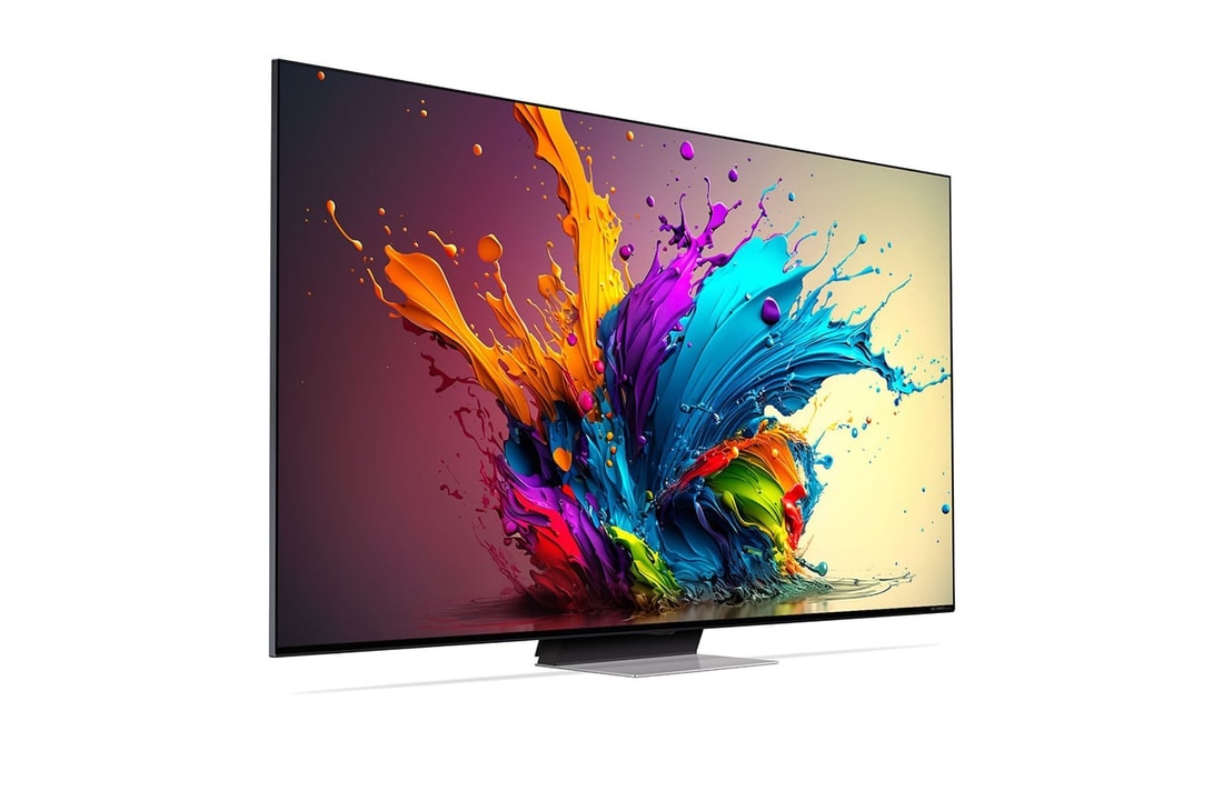 LG 75-palcový LG QNED MiniLED QNED90 4K Smart TV 2024, Mírně natočený boční pohled zleva na televizor LG QNED91, 75QNED91T6A, thumbnail 3