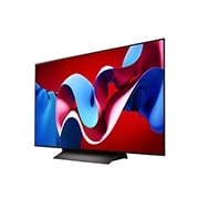 LG 48-palcový LG OLED evo C4 4K Smart TV OLED48C4, Mierne naklonený ľavý bočný pohľad na televízor LG OLED evo TV, OLED C4, OLED48C43LA, thumbnail 3