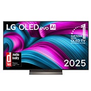 LG 65 palcový LG OLED evo AI C5 4K Smart TV 2025, Pohľad spredu na LG OLED evo AI C5 4K Smart TV. Na obrazovke sa zobrazuje emblém 12 rokov svetovej jednotky v OLED a logo LG OLED evo AI 2025., OLED65C56LB, thumbnail 1