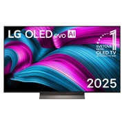 LG 65 palcový LG OLED evo AI C5 4K Smart TV 2025, Pohľad spredu na LG OLED evo AI C5 4K Smart TV. Na obrazovke sa zobrazuje emblém 12 rokov svetovej jednotky v OLED a logo LG OLED evo AI 2025., OLED65C56LB, thumbnail 1