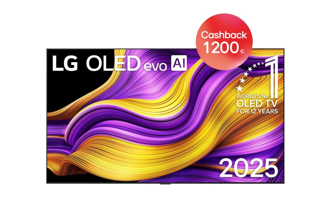 LG 83 palcový LG OLED evo AI G5 4K Smart TV 2025, front view, OLED83G54LW