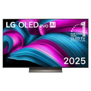 LG 55 palcový LG OLED evo AI C5 4K Smart TV 2025, Pohľad spredu na LG OLED evo AI C5 4K Smart TV. Na obrazovke sa zobrazuje emblém 12 rokov svetovej jednotky v OLED a logo LG OLED evo AI 2025., OLED55C56LB, thumbnail 1