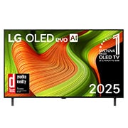 LG 48 palcový LG OLED AI B5 4K Smart TV 2025, Pohľad spredu na LG OLED AI B5 4K Smart TV. Na obrazovke je znak 12 rokov svetová jednotka v OLED a logo LG OLED AI 2025., OLED48B56LA, thumbnail 1