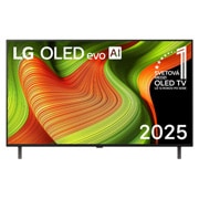 LG 48 palcový LG OLED AI B5 4K Smart TV 2025, Pohľad spredu na LG OLED AI B5 4K Smart TV. Na obrazovke je znak 12 rokov svetová jednotka v OLED a logo LG OLED AI 2025., OLED48B56LA, thumbnail 1