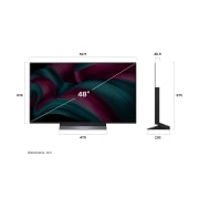 LG 48 palcový televízor LG OLED evo AI C5 4K Smart TV 2025, Pohľad spredu a z boku na LG OLED evo AI C5 4K Smart TV, kde sa zobrazuje jeho dĺžka, šírka, výška a hĺbka., OLED48C54LA, thumbnail 4