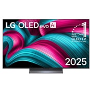 LG 55 palcový televízor LG OLED evo AI C5 4K Smart TV 2025, Pohľad spredu na LG OLED evo AI C5 4K Smart TV. Na obrazovke sa zobrazuje emblém 12 rokov svetovej jednotky v OLED a logo LG OLED evo AI 2025., OLED55C54LA, thumbnail 1