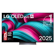 LG 65 palcový televízor LG OLED evo AI C5 4K Smart TV 2025, Pohľad spredu na LG OLED evo AI C5 4K Smart TV. Na obrazovke sa zobrazuje emblém 12 rokov svetovej jednotky v OLED a logo LG OLED evo AI 2025., OLED65C54LA, thumbnail 1