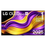 LG 65 palcový LG OLED evo AI G5 4K Smart TV 2025, Pohľad spredu na LG OLED evo AI G5 4K Smart TV. Na obrazovke sa zobrazuje emblém 12 rokov svetovej jednotky v OLED a logo LG OLED evo AI 2025., OLED65G54LW, thumbnail 1