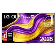 LG 55 palcový LG OLED evo AI G5 4K Smart TV 2025, Pohľad spredu na LG OLED evo AI G5 4K Smart TV. Na obrazovke sa zobrazuje emblém 12 rokov svetovej jednotky v OLED a logo LG OLED evo AI 2025., OLED55G54LW, thumbnail 1