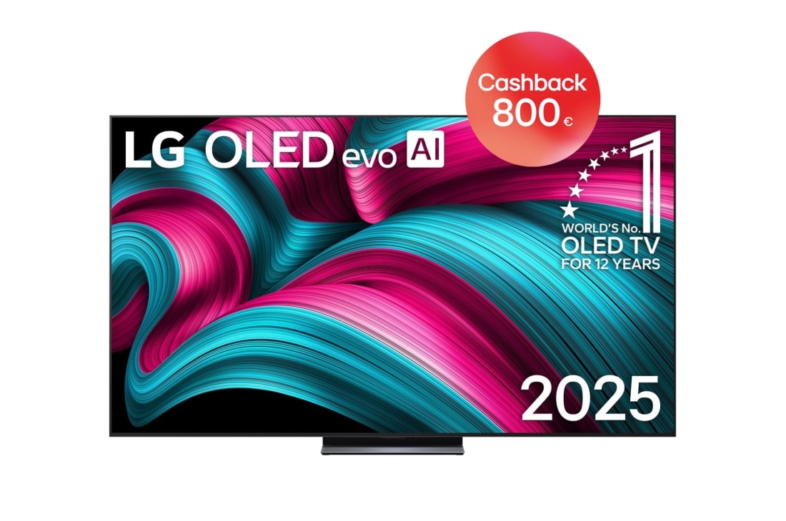 LG 83 palcový televízor LG OLED evo AI C5 4K Smart TV 2025, front view, OLED83C56LA