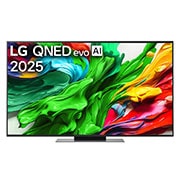 LG 50&nbsp;palcový LG QNED evo AI QNED86 4K Smart TV 2025, Pohľad spredu na LG QNED evo QNED92 TV, logo LG QNED evo AI v hornom rohu. Na televízore LG QNED evo QNED92 TV sa zobrazujú farebné textúry pripomínajúce maľbu, ktoré sa spájajú., 50QNED86A6C, thumbnail 1
