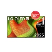 LG 77 palcový televízor LG OLED AI B5 4K Smart TV 2025, Pohľad spredu na LG OLED AI B5 4K Smart TV. Na obrazovke je znak 12 rokov svetová jednotka v OLED a logo LG OLED AI 2025., OLED77B56LA, thumbnail 1