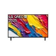 LG 43 palcový LG QNED AI QNED82 4K Smart TV 2025, Pohľad spredu na televízor LG QNED82 TV, logo LG QNED AI v hornom rohu. Na televízore LG QNED TV sa zobrazujú farebné textúry pripomínajúce maľbu, ktoré sa spájajú., 43QNED82A6B, thumbnail 1