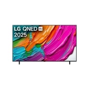 LG 65 -palcový LG QNED AI QNED80 4K Smart TV 2025, Pohľad spredu na televízor LG QNED80 TV, logo LG QNED AI v hornom rohu. Na televízore LG QNED TV sa zobrazujú farebné textúry pripomínajúce maľbu, ktoré sa spájajú., 65QNED8EA6B, thumbnail 1
