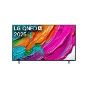 LG 75 -palcový LG QNED AI QNED80 4K Smart TV 2025, Pohľad spredu na televízor LG QNED80 TV, logo LG QNED AI v hornom rohu. Na televízore LG QNED TV sa zobrazujú farebné textúry pripomínajúce maľbu, ktoré sa spájajú., 75QNED8EA6B, thumbnail 1