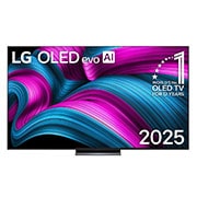 LG 83 palcový televízor LG OLED evo AI C5 4K Smart TV 2025, Pohľad spredu na LG OLED evo AI C5 4K Smart TV. Na obrazovke sa zobrazuje emblém 12 rokov svetovej jednotky v OLED a logo LG OLED evo AI 2025., OLED83C5ELA, thumbnail 1