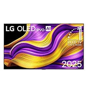 LG 77 palcový LG OLED evo AI G5 4K Smart TV 2025, Pohľad spredu na LG OLED evo AI G5 4K Smart TV. Na obrazovke sa zobrazuje emblém 12 rokov svetovej jednotky v OLED a logo LG OLED evo AI 2025., OLED77G55LW, thumbnail 1