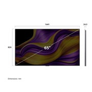 LG 65 palcový LG OLED evo AI G5 4K Smart TV 2025, Procesor alpha 11 AI Processor Gen2 je na tmavom pozadí. Žiari fialovým a modrým svetlom zvnútra a osvetľuje obvody mikročipov okolo neho. Nadpis hovorí o tom, ako procesor určený pre LG OLED evo prin, OLED65G55LW, thumbnail 4