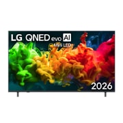 LG 65-palcový televízor LG QNED evo AI QNED80 Mini LED 4K Smart TV 2026, Predný pohľad na model LG QNED evo AI QNED80 Mini LED, ktorý bol vydaný v roku 2026, obrazovka sa zaplní živými, viacfarebnými prúdmi farby s plynulým pohybom, zatiaľ čo bohato vrstvené farby sa plynu, 65QNED80B6B, thumbnail 1