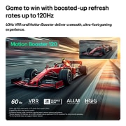 LG 65-palcový televízor LG QNED evo AI QNED80 Mini LED 4K Smart TV 2026, LG QNED evo AI QNED80 Mini LED pre dokonalé hranie zobrazuje rýchlu scénu pretekov s vloženým oknom na porovnanie, ktoré zvýrazňuje plynulejší pohyb prostredníctvom funkcie Motion Booster 120 a súčasn, 65QNED80B6B, thumbnail 11