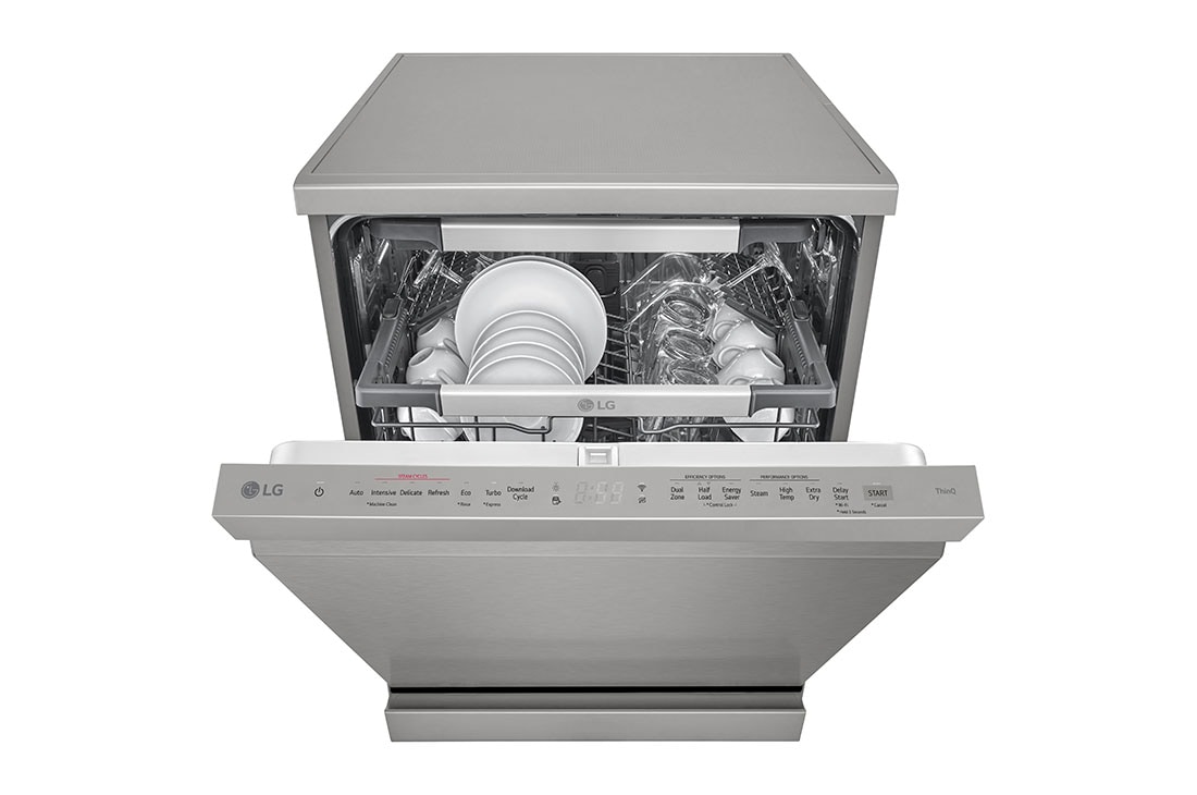 LG Voľne stojaca parná umývačka riadu LG | C | Inverter Direct Drive™ motor | True Steam™, Front Half door open, DF455HPS, thumbnail 4