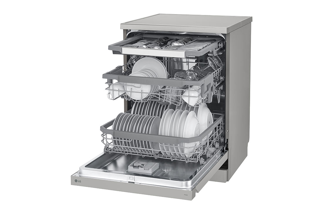 LG Voľne stojaca parná umývačka riadu LG | B | Inverter Direct Drive™ motor | True Steam™, left side with utensils stored, DF965FPS, thumbnail 10