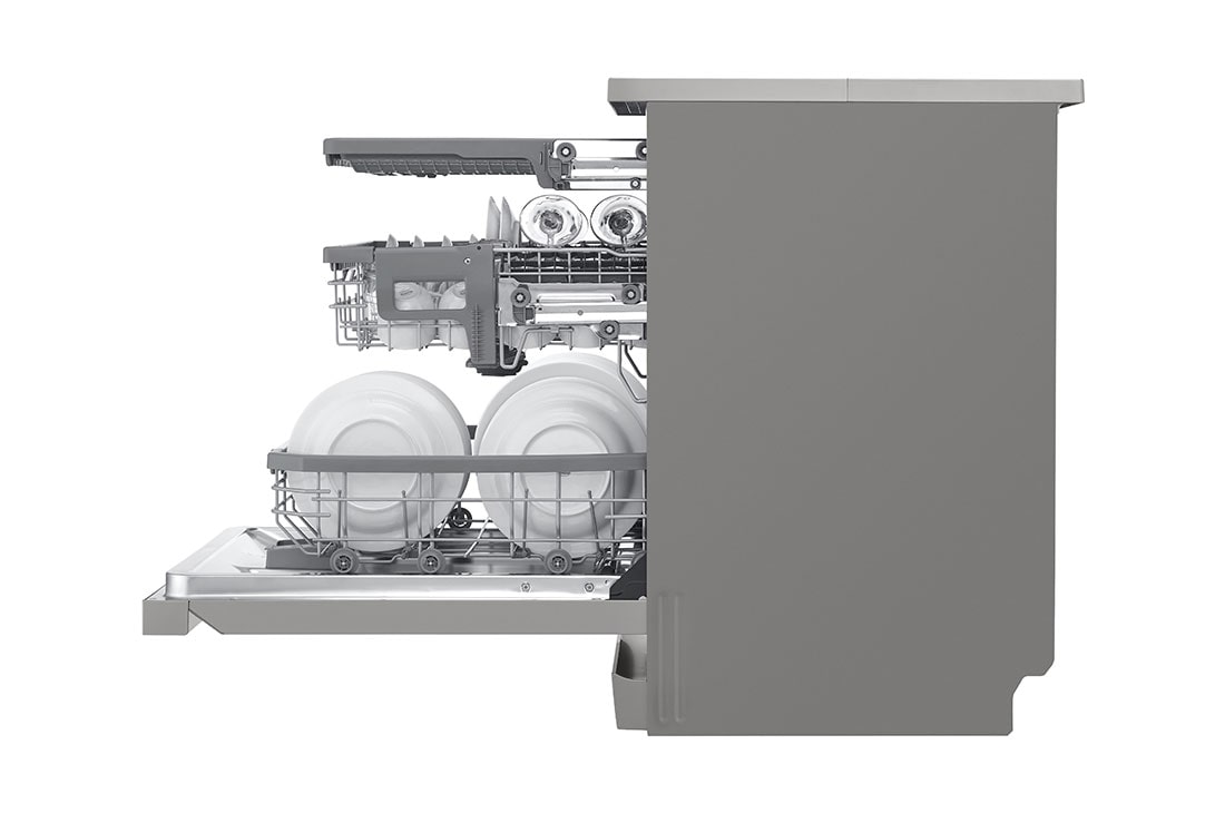 LG Voľne stojaca parná umývačka riadu LG | B | Inverter Direct Drive™ motor | True Steam™, side view with utensils stored, DF965FPS, thumbnail 11