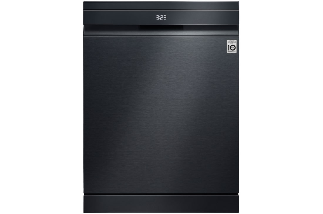 LG Voľne stojaca parná umývačka riadu LG| A-10% | 14 súprav riadu QuadWash™ | Čierna / šedá, front view, DF587HMS