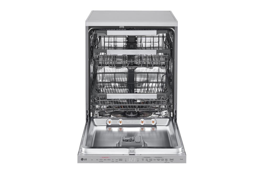 LG Voľne stojaca parná umývačka riadu LG| A | 14 súprav riadu QuadWash™ | Strieborná prime, Front View open, DF587HVS, thumbnail 3